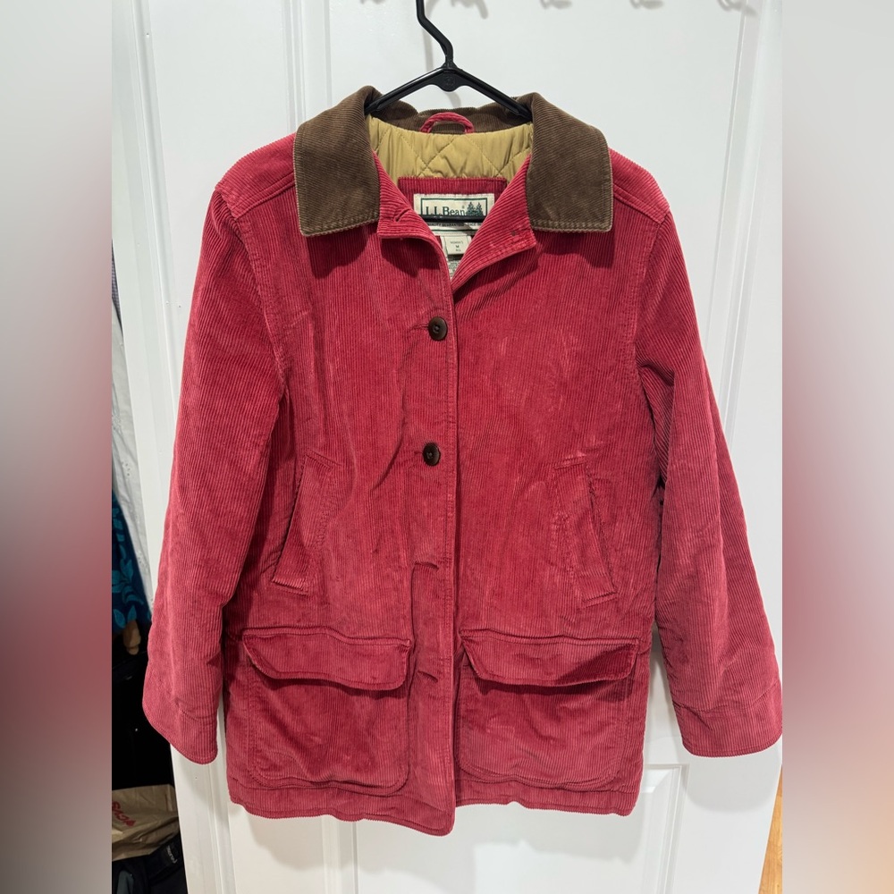 Llbean red cotton chore coat size M